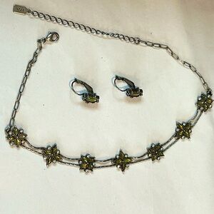 Choker necklace and matching earrings. Costume jewelry. 16” necklace length.